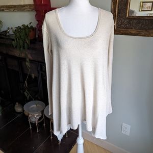 Free People The Incredible Thermal LongSleeve Loose Womens Small Oatmeal FLAW 56